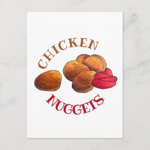Postal Nuggets de pollo con comida chatarra de Ketchup