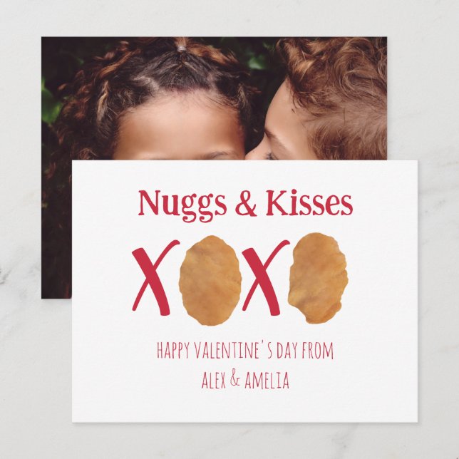 Postal Nuggs y besos nuggets de pollo Pun Valentine Photo (Anverso / Reverso)
