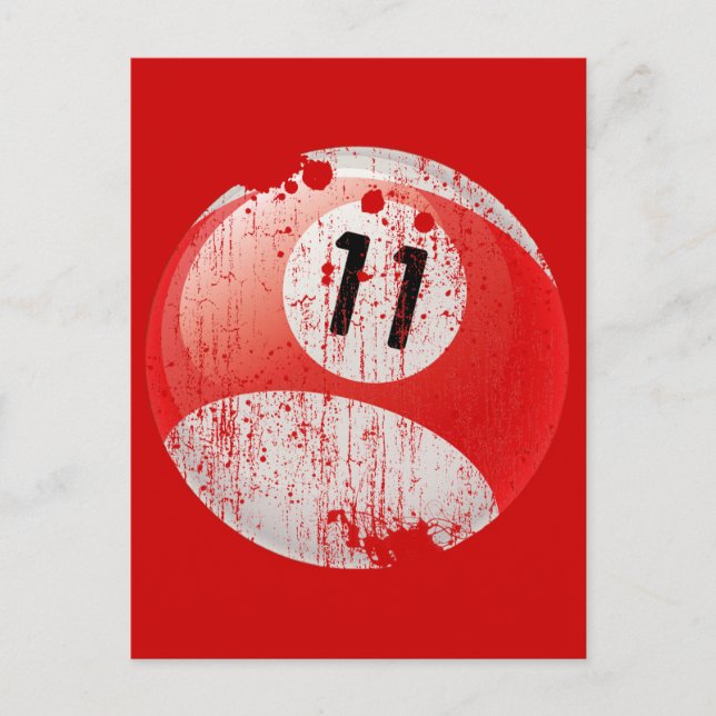POSTAL NÚMERO 11 BILLIARDS BALL - ESTILO ERODED (Anverso)