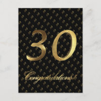Número 30 Oro Negro 30 aniversario de cumpleaños