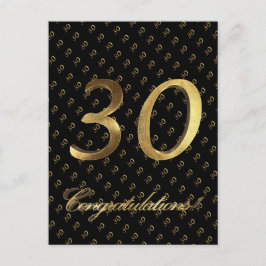 Postal Número 30 Oro Negro 30 aniversario de cumpleaños