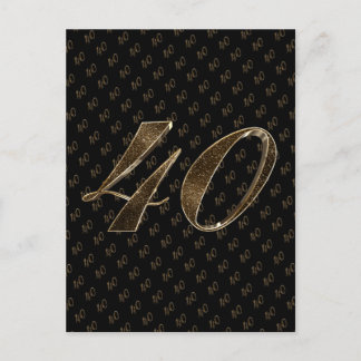 Postal Número 40 Oro Negro 40 aniversario de cumpleaños