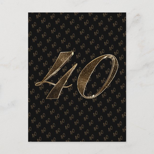 Postal Número 40 Oro Negro 40 aniversario de cumpleaños (Anverso)