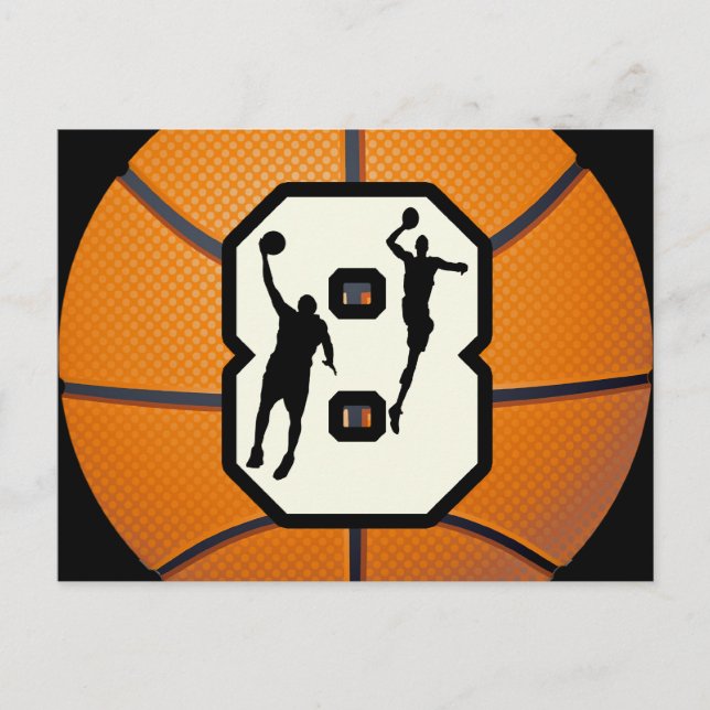 Postal Número 8 Baloncesto y Jugadores (Anverso)