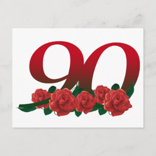 Postal Número 90 o 90 cumpleaños floral