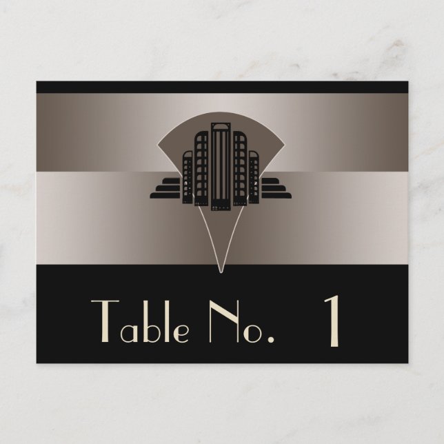 Postal Número de la mesa de la Torre del Art Deco del Neg (Anverso)