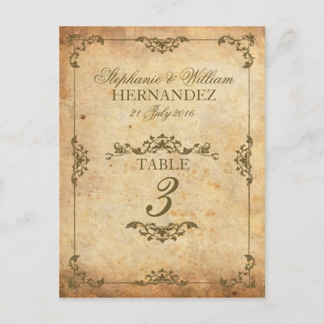 Postal Número de la mesa de recepción de Boda de Barco de (Anverso)