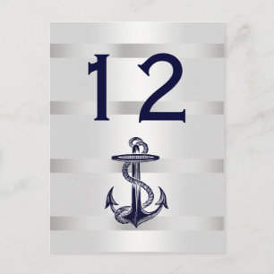 Postal Número de mesa azul marino ancla blanca BG V