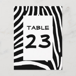 Postal Número de mesa con estampado de cebra