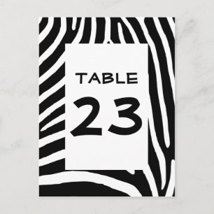 Postal Número de mesa con estampado de cebra