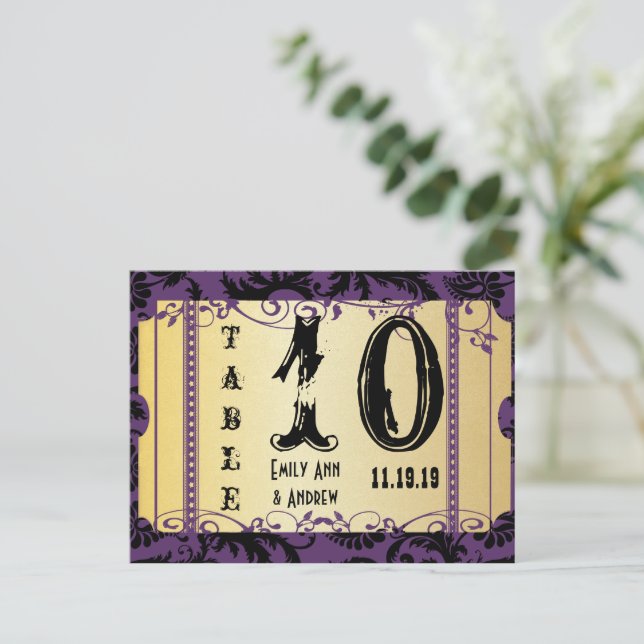 Postal Número de Mesa con Estampado de Damasco en Remolin (Anverso de pie)