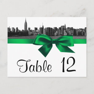 Postal Número de mesa con silueta amplia de NYC grabada e