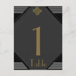 Postal Número de Mesa de Boda Elegante Art Deco