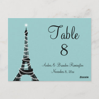 Postal Número de mesa de luces parisinas (turquesa)