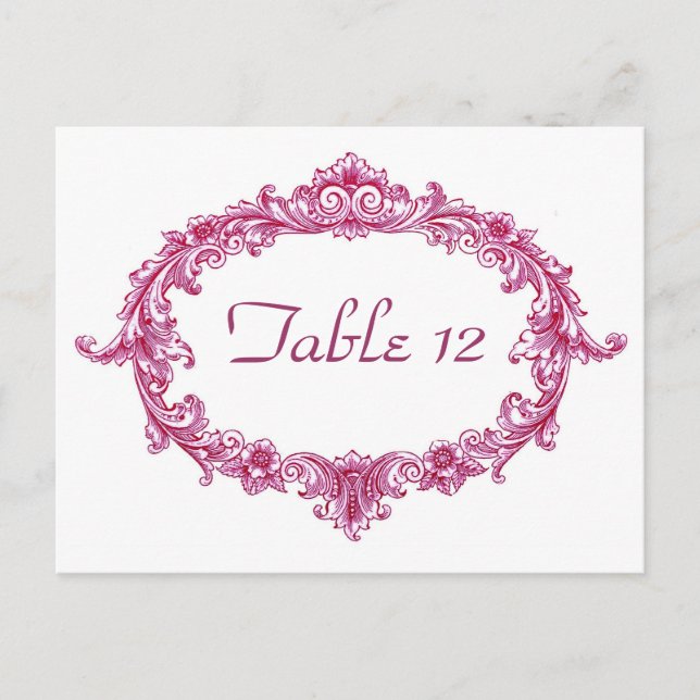 Postal Número de mesa de recepción de bodas de oveja rosa (Anverso)