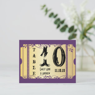 Postal Número de mesa de remolinos de cartel de púrpura y