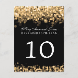 Postal Número de Mesa Elegante Luces Doradas