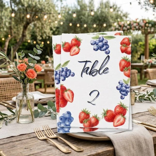 Postal Número de mesa para despedida de soltera de fresa  (Subido por el creador)