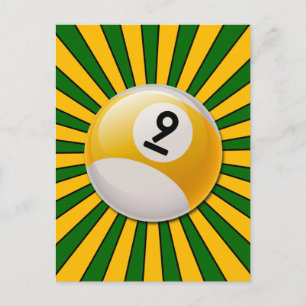 POSTAL NÚMERO DE RETRO 9 BILLIARDS BALL