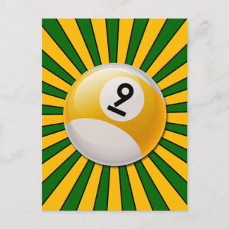 POSTAL NÚMERO DE RETRO 9 BILLIARDS BALL