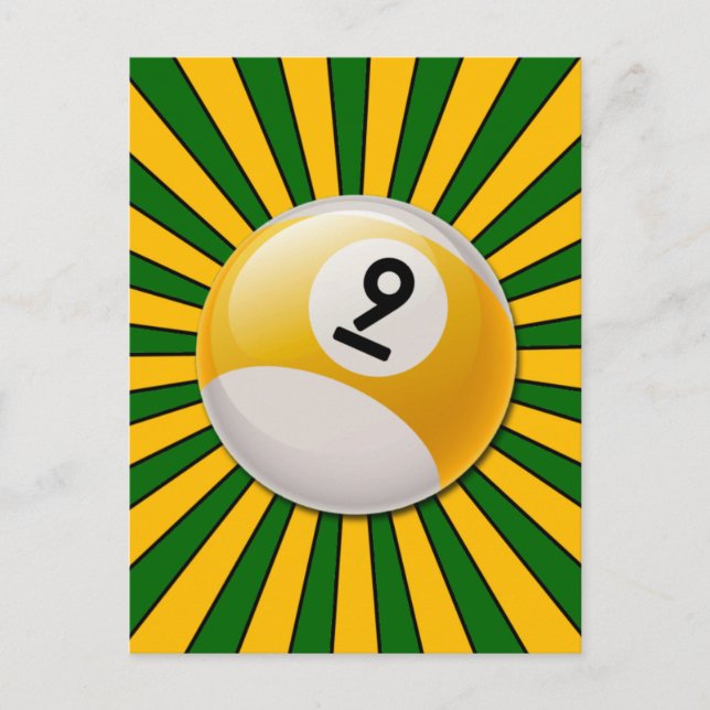 POSTAL NÚMERO DE RETRO 9 BILLIARDS BALL (Anverso)