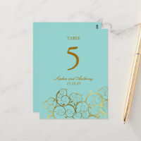 Número de tabla Boda de las espirales turquesa y d