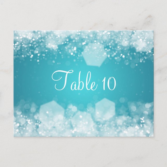 Postal Número de tabla boda Esparkling Night Blue (Anverso)