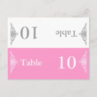 Número de tabla boda Plegable Postcard Rosa Gris