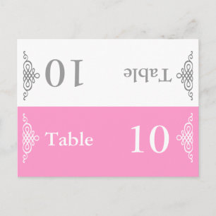 Postal Número de tabla boda Plegable Postcard Rosa Gris