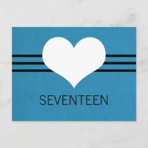 Postal Número de tabla cardíaca moderna postal, azul