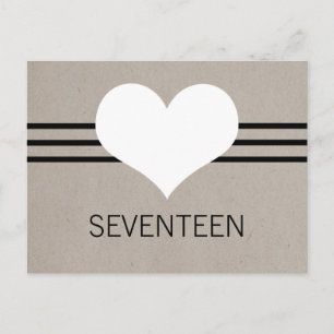 Postal Número de tabla cardíaca moderna postal, beige