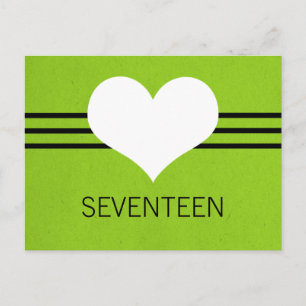 Postal Número de tabla cardíaca moderna postal, verde