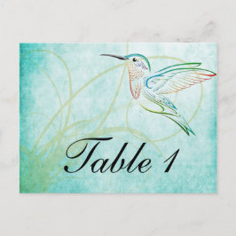Postal Número de tabla de acuarela Aqua Hummingbird