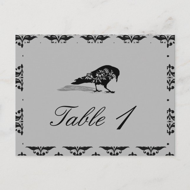 Postal Número de tabla de Boda de cuadro gótico de Black  (Anverso)