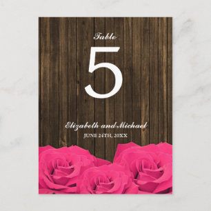 Postal Número de tabla de Boda de madera de pino de rosas