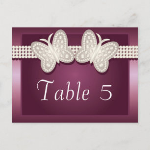 Postal Número de tabla de Boda de mariposa con estampado 