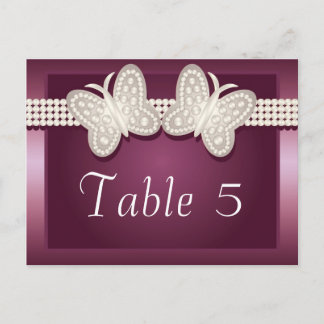 Postal Número de tabla de Boda de mariposa con estampado