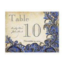 Número de tabla de Boda de Navy Gold Paisley