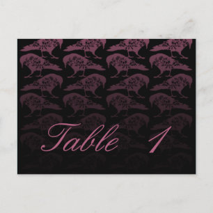 Postal Número de tabla de Boda gótico de Purple Raven