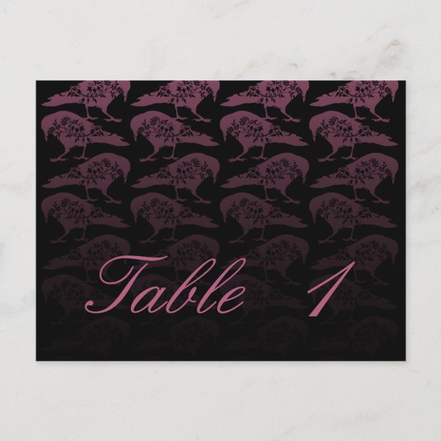 Postal Número de tabla de Boda gótico de Purple Raven (Anverso)