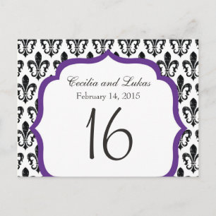 Postal Número de tabla de boda Nueva Orleans Morado