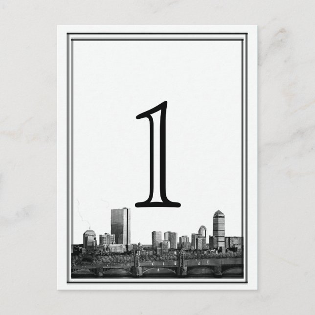 Postal Número de tabla de bodas de destino de Boston (Anverso)