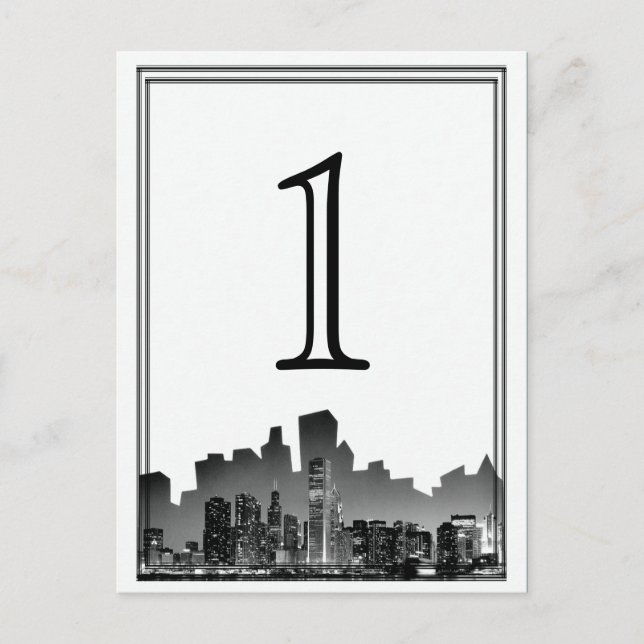 Postal Número de tabla de bodas de destino de Chicago (Anverso)