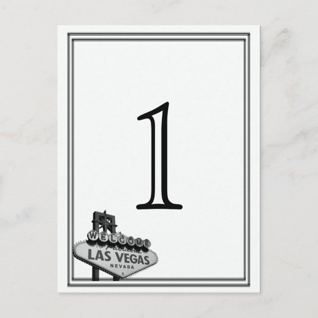 Postal Número de tabla de bodas de destino de Las Vegas (Anverso)