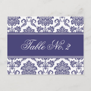 Postal Número de tabla de casamiento de damasco azul