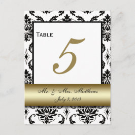 Postal Número de tabla de casamiento de damasco negro dor