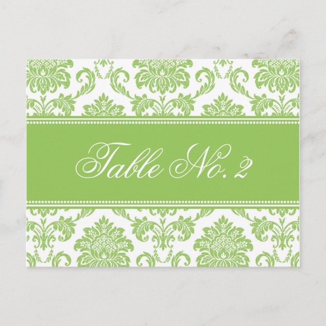 Postal Número de tabla de casamiento de damasco verde (Anverso)