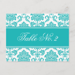 Postal Número de tabla de casamiento de Damasco verde azu