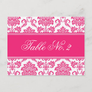 Postal Número de tabla de casamiento de Damask de Fuchsia