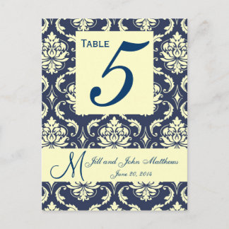 Postal Número de tabla de casamiento de Damask de la Mari